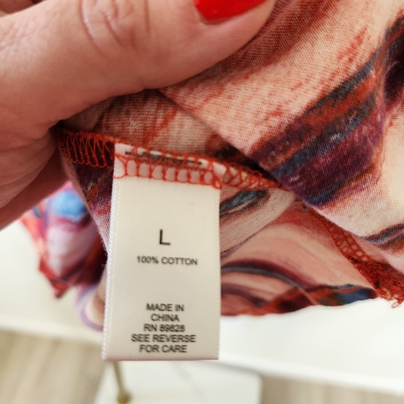 LOGO Lori Goldstein 3/4 Sleeve Printed Top Womens Size Large Multicolor Striped - Picture 5 of 6